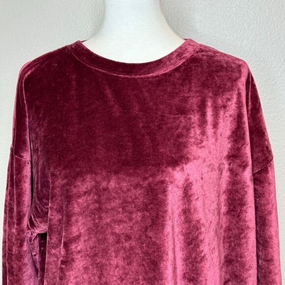 GARNET HILL Moonrise Velour Pullover Top XL Burgundy Dolman Sleeve Boxy Oversize - Picture 2 of 11